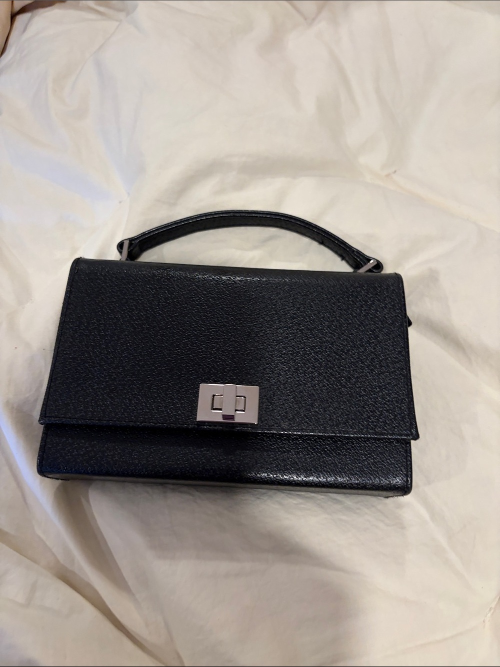Structured Black Top-Handle Satchel